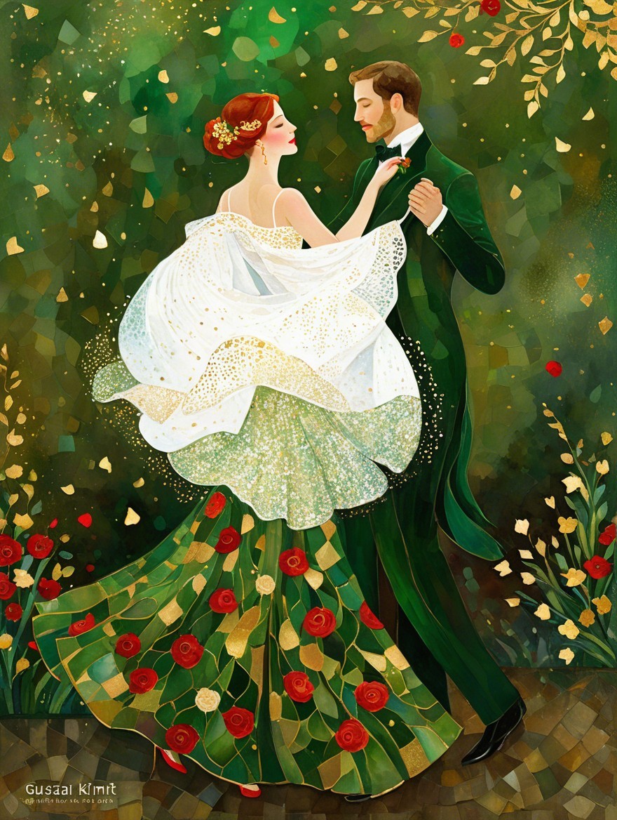 Couple Dancing in Enchanted Garden Setting