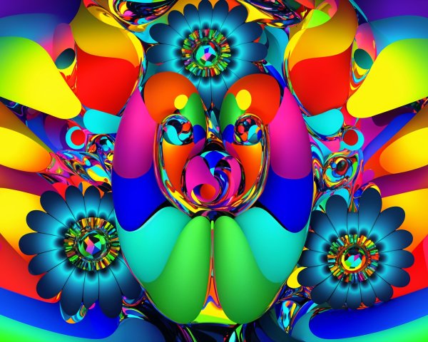 Vibrant Abstract Design with Swirling Colors and Shapes