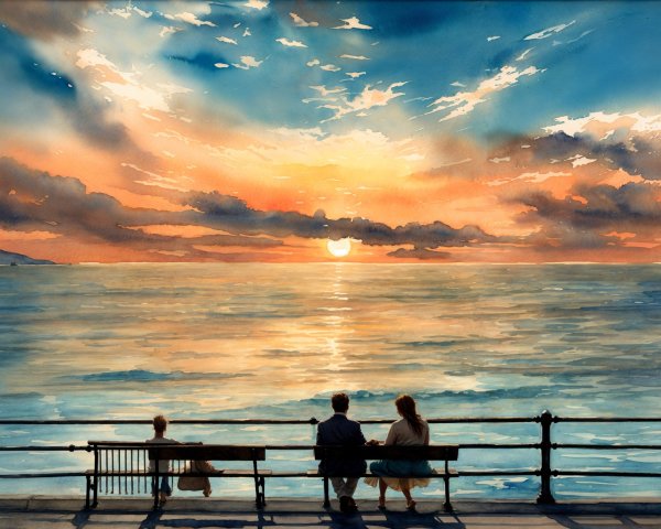 Serene Sunset Over Ocean with Vibrant Sky Colors