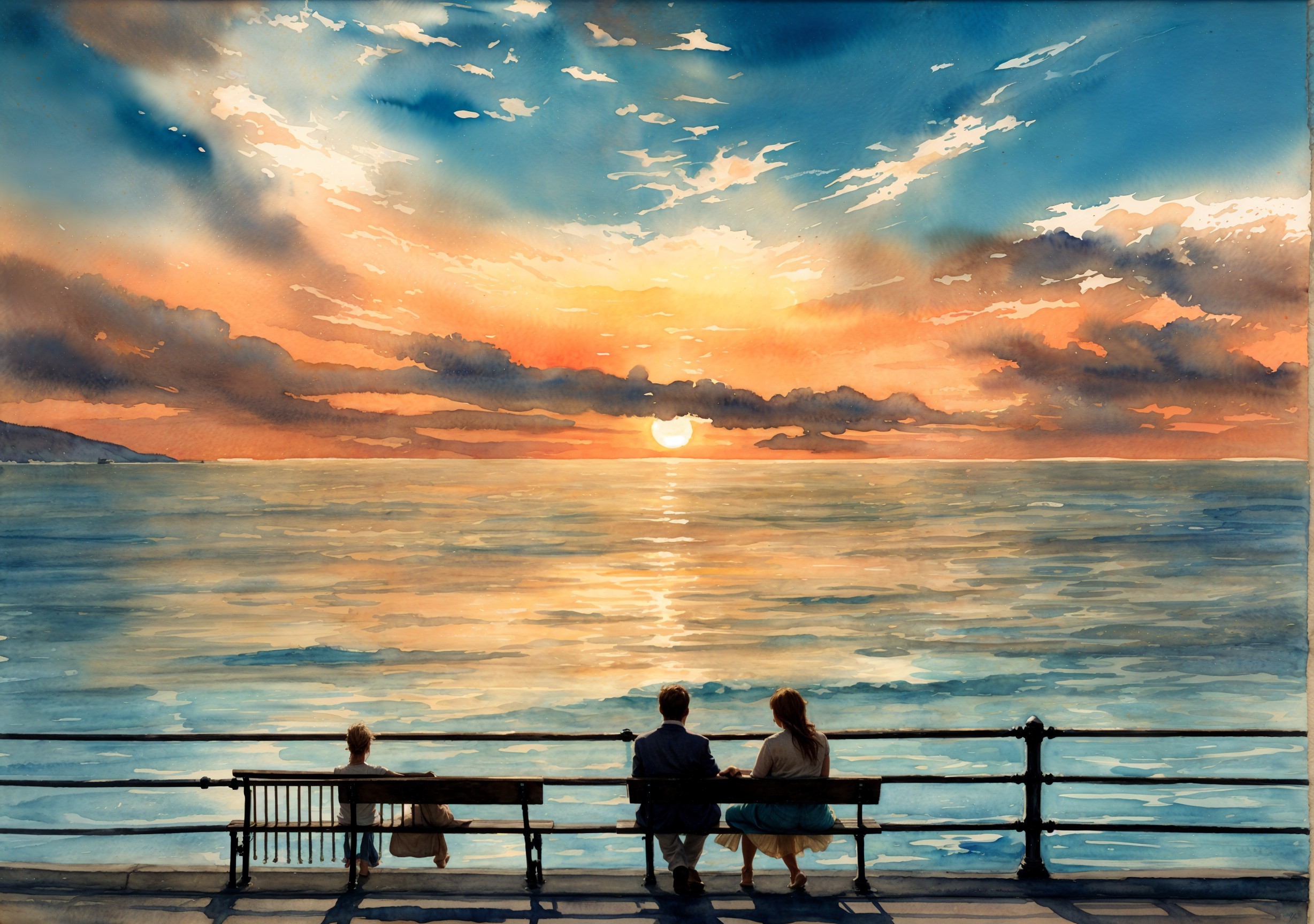 Serene Sunset Over Ocean with Vibrant Sky Colors