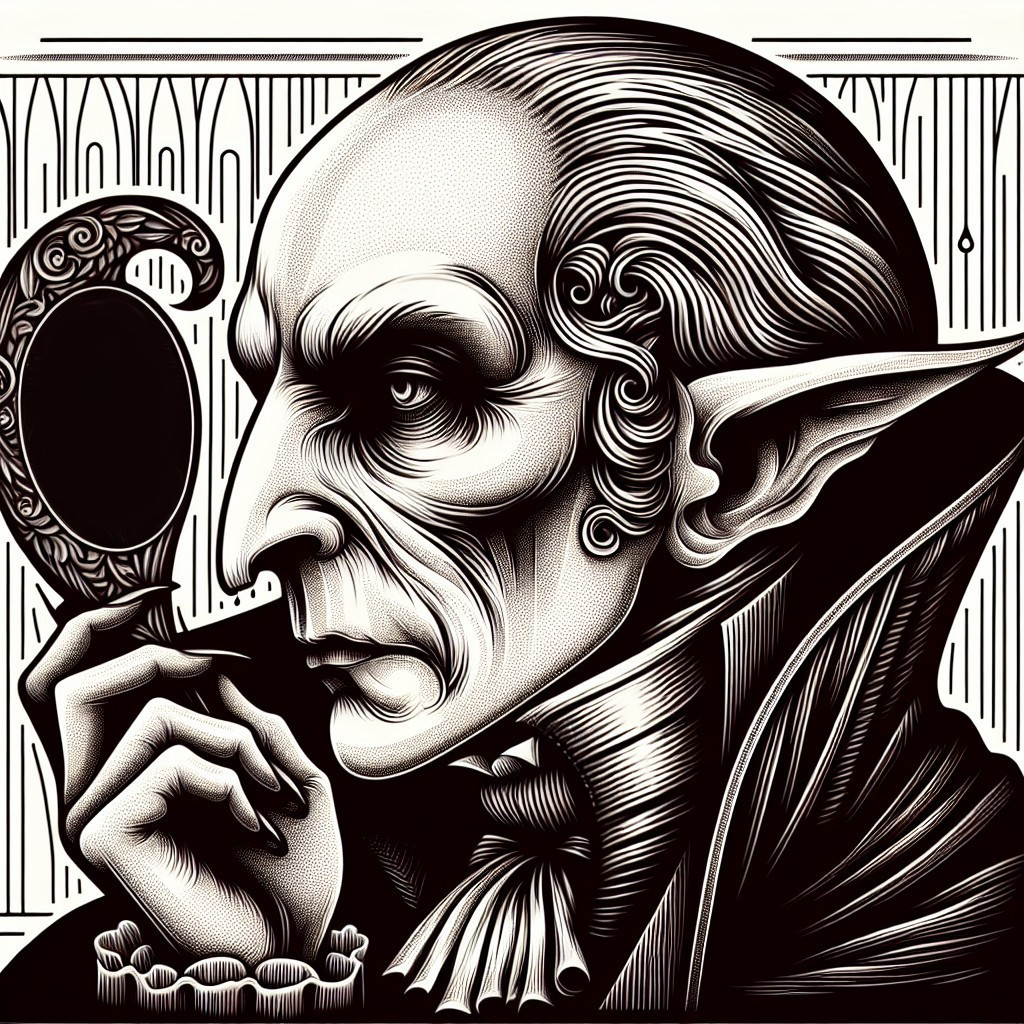 Gothic Portrait of a Mysterious Figure with Mirror