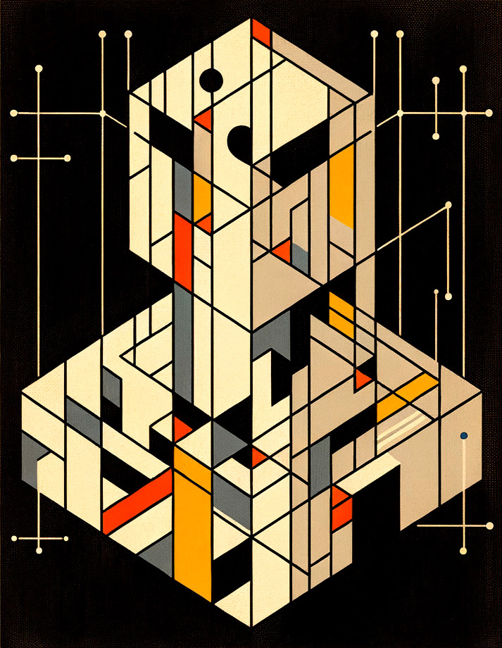 Abstract Geometric Composition with Vibrant Accents