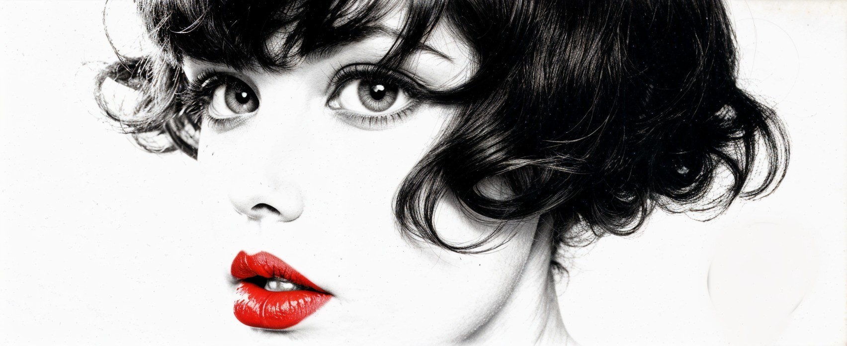 Black and white portrait of a woman with vintage hairstyle