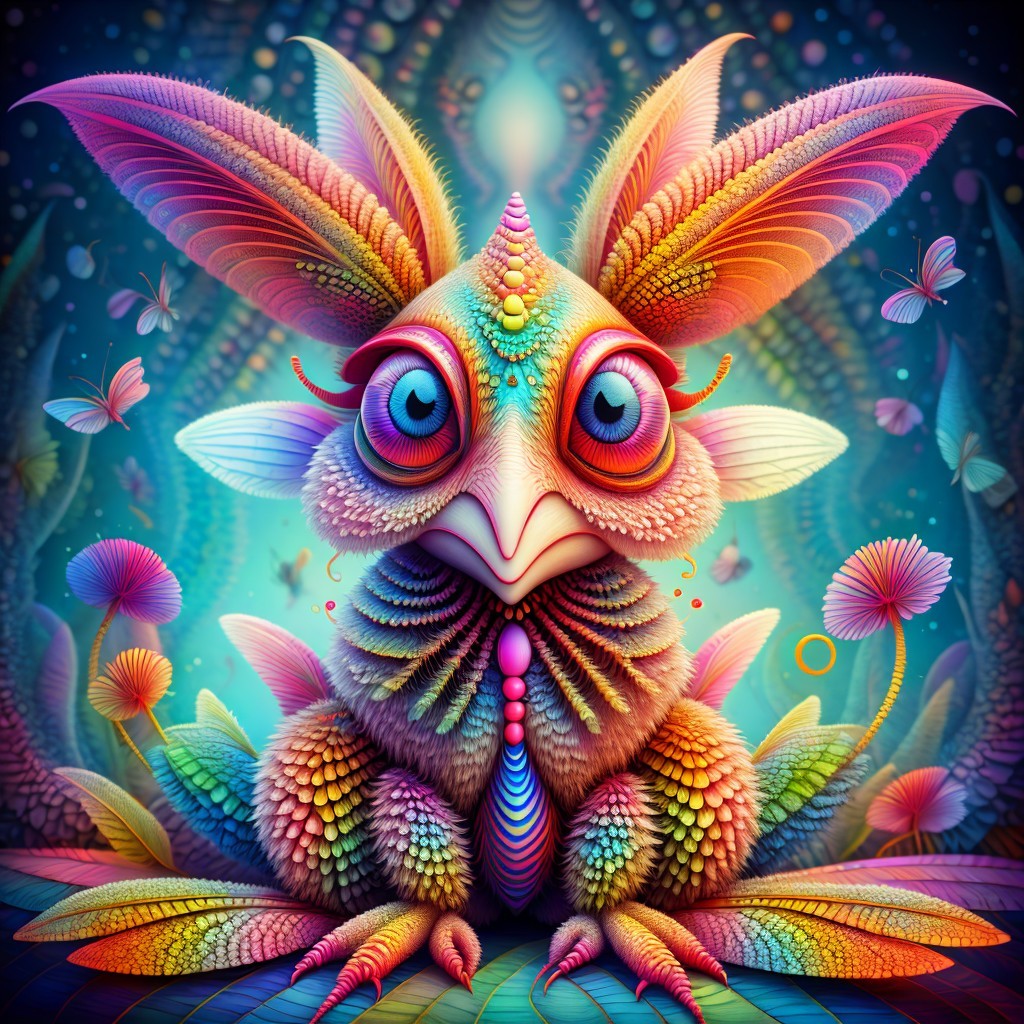 Surreal Creature in a Colorful Fantasy Landscape