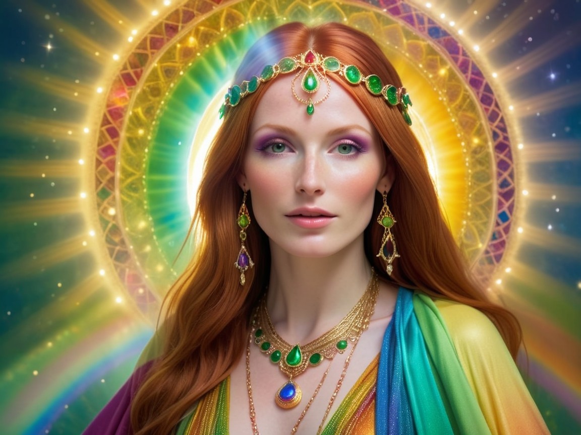 Radiant Woman in Vibrant Garments and Jewelry