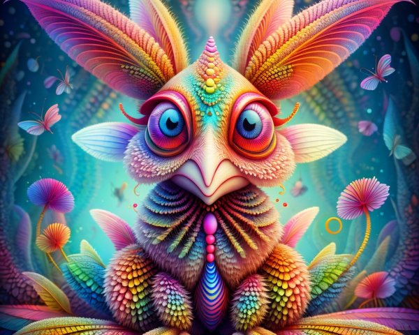 Surreal Creature in a Colorful Fantasy Landscape