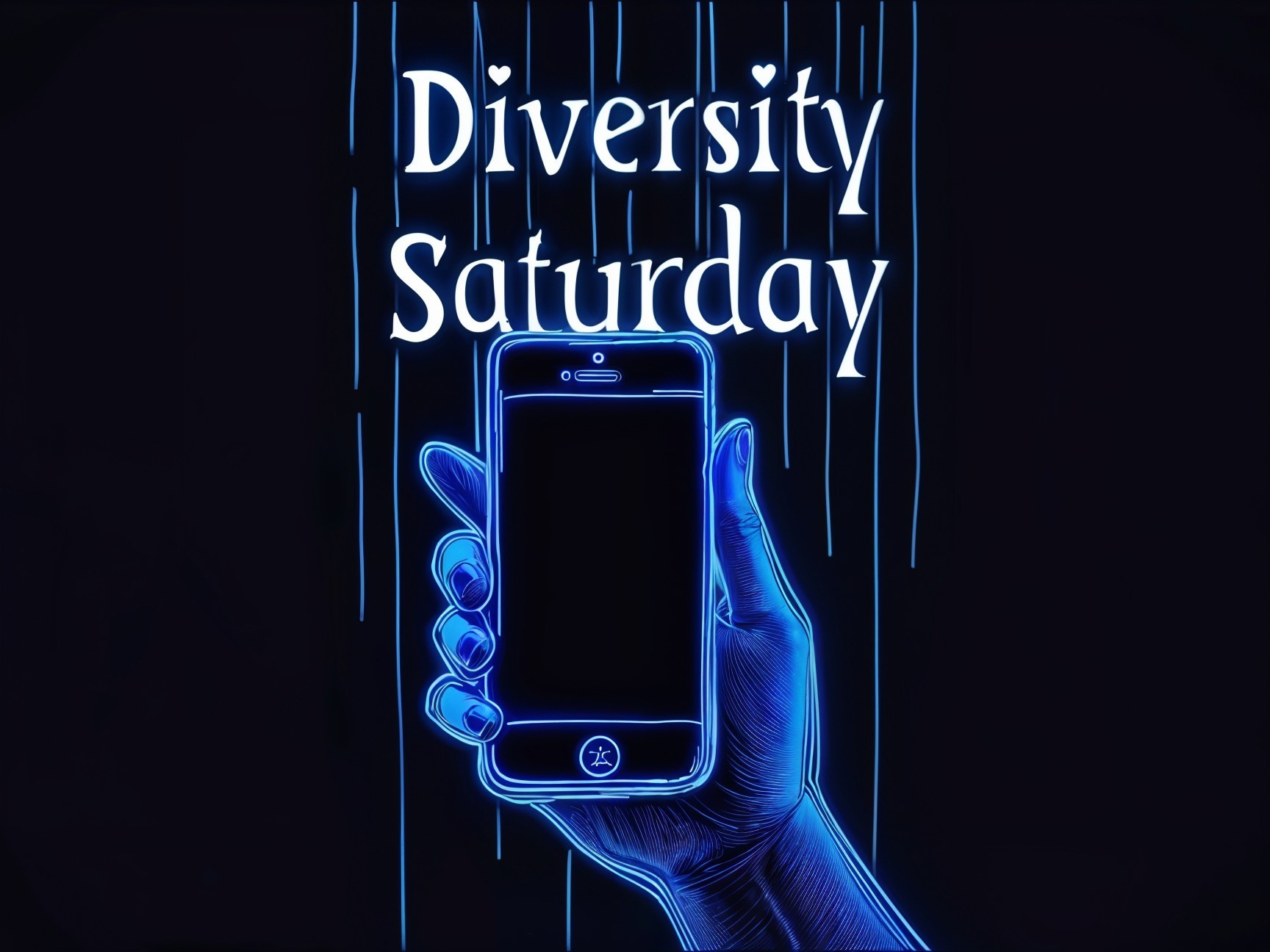 Smartphone with Digital Rain Effect and Text Display