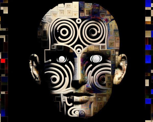 Abstract Human Face with Geometric Patterns and Colors