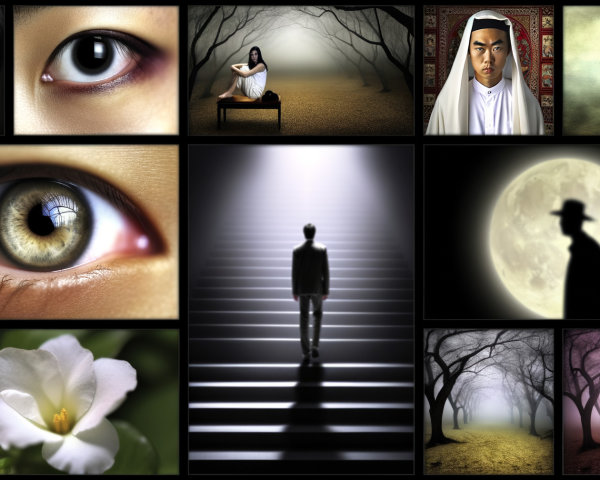 Collage of Intense Emotions and Thematic Elements