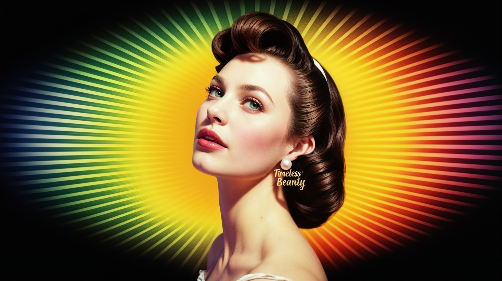 Glamorous Retro Portrait of a Woman with Dark Curls