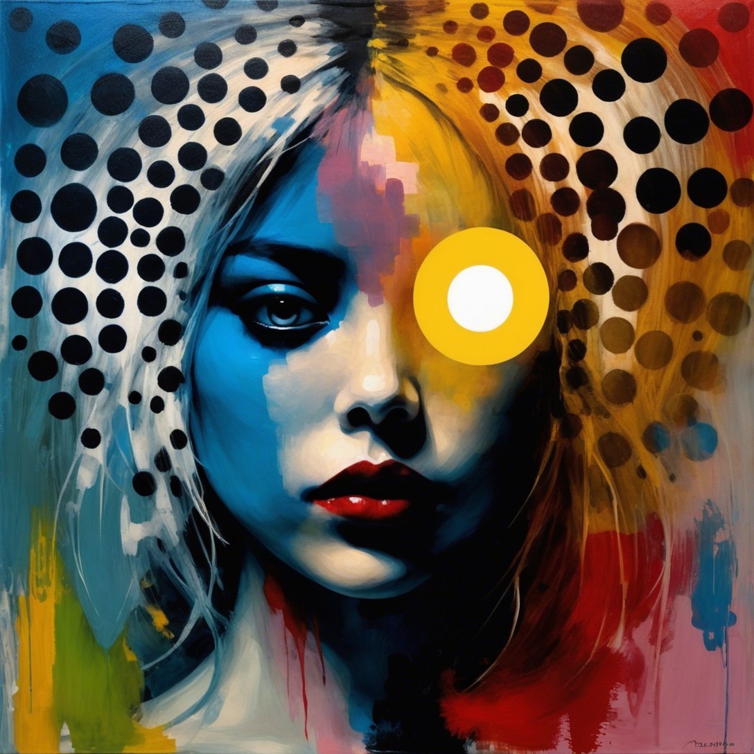 Portrait of a Woman with Colorful Half-Face Design