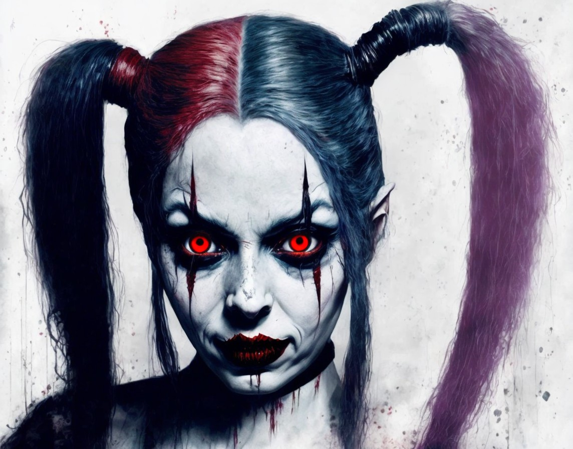 Sinister Character with Pale Skin and Red Eyes