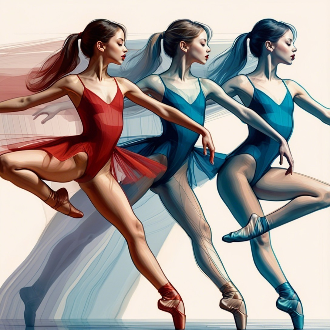 Dancer in Graceful Pose with Colorful Layering