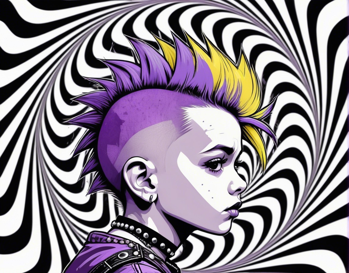 Profile of a Woman with Purple and Yellow Mohawk