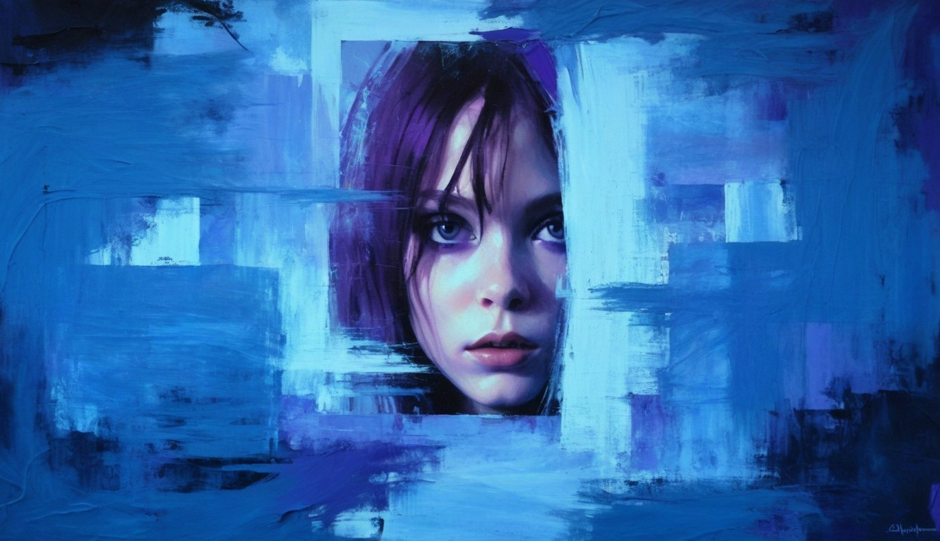 Nighttime futuristic cityscape with illuminated buildings and arching structures in blue glow