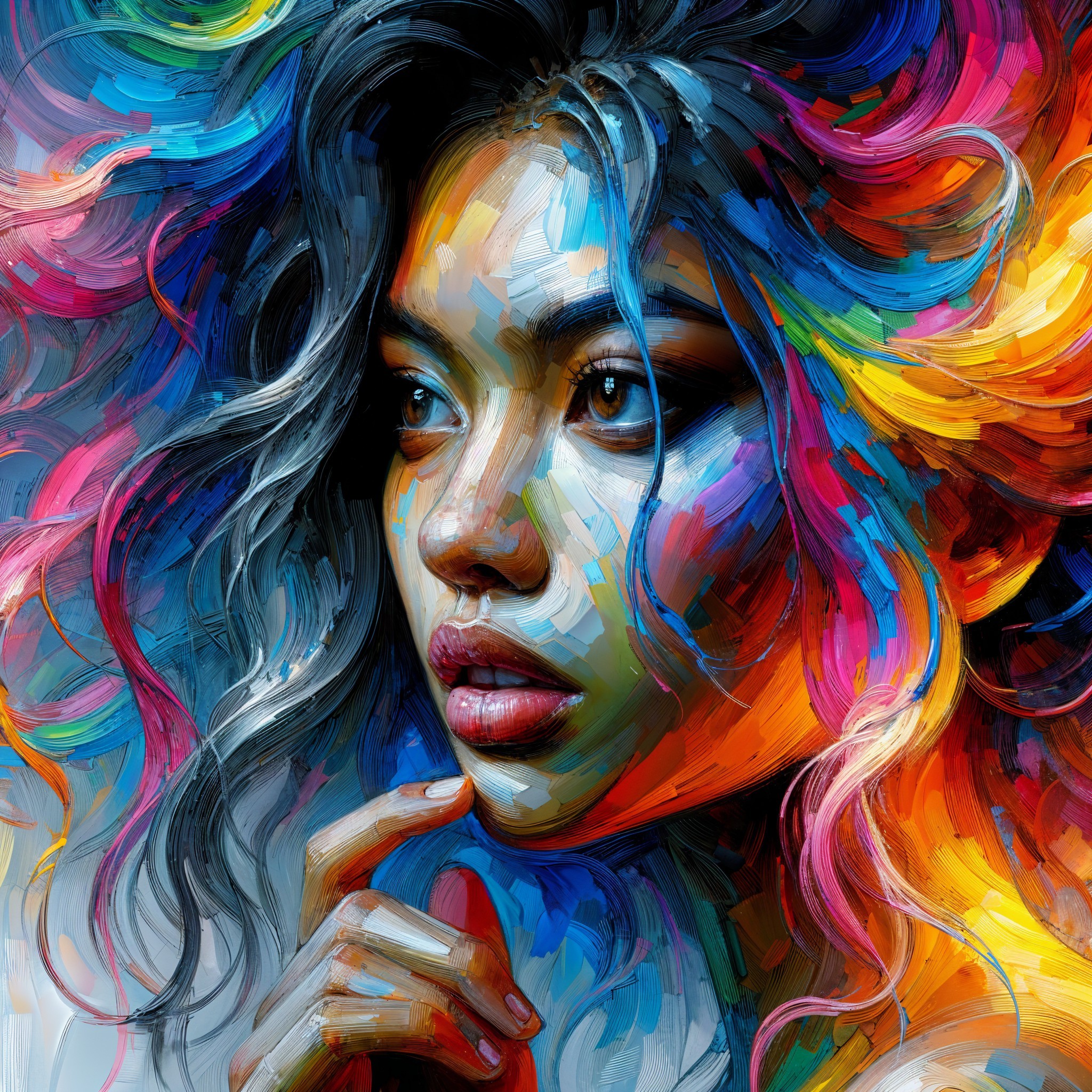 Vibrant Abstract Portrait of a Young Woman