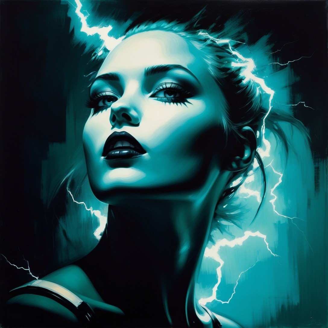 Portrait of a Woman with Fierce Gaze and Blue Tones