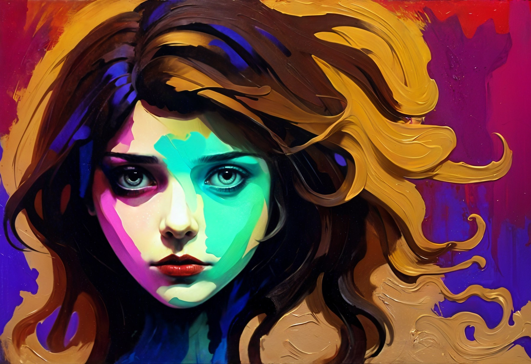 Vibrant Abstract Portrait of a Young Woman