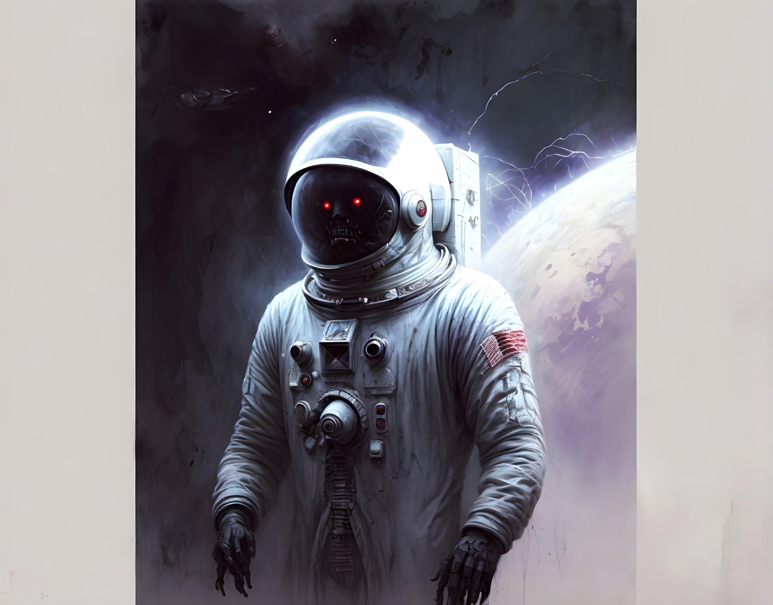 Detailed Space Suit Astronaut in Cosmic Backdrop