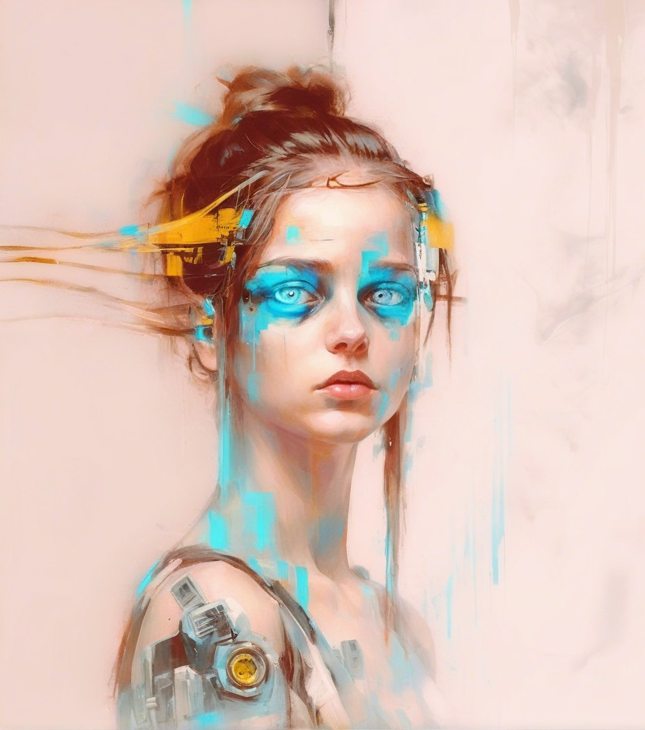 Futuristic Cybernetic Portrait of a Young Woman