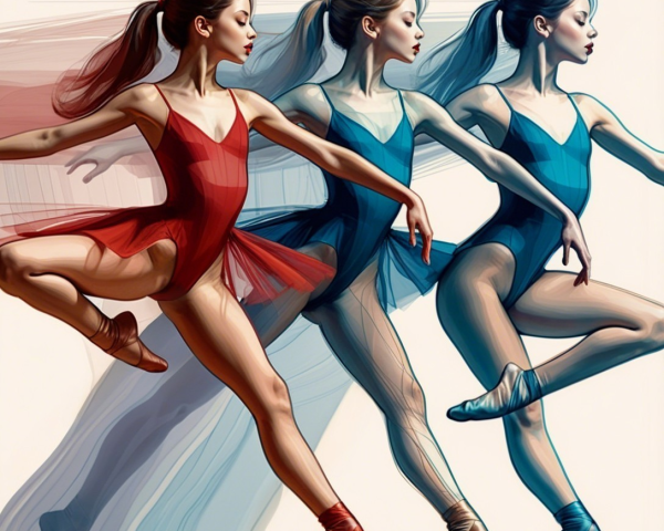 Dancer in Graceful Pose with Colorful Layering