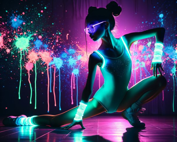 Dancer in Neon Lights with Vibrant Accessories