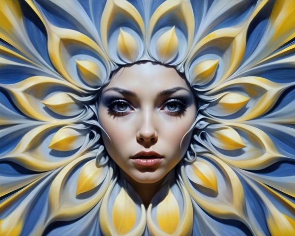 Surreal Artistic Portrait of a Woman with Petals