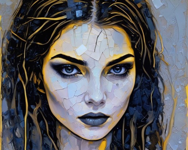 Portrait of a Young Woman with Intense Eyes and Texture