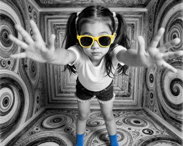 Young girl in pigtails wearing casual summer outfit