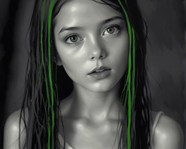 Monochrome Portrait of a Young Girl with Highlights