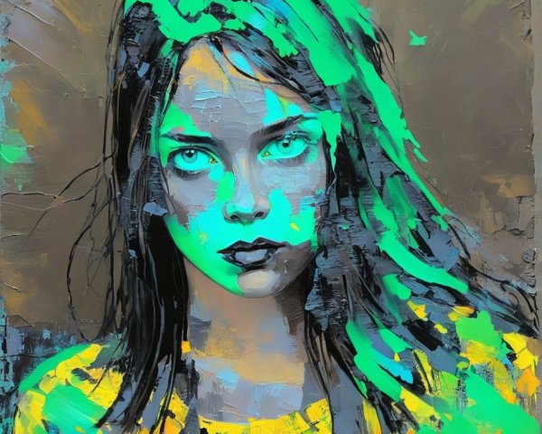Portrait of a Young Woman with Dramatic Features