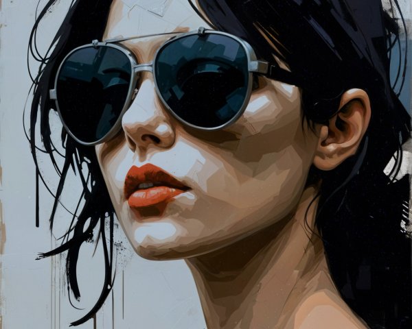 Abstract Portrait of Woman with Bold Features
