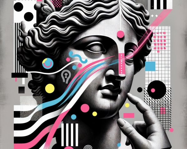 Stylized Bust Sculpture with Abstract Geometric Patterns