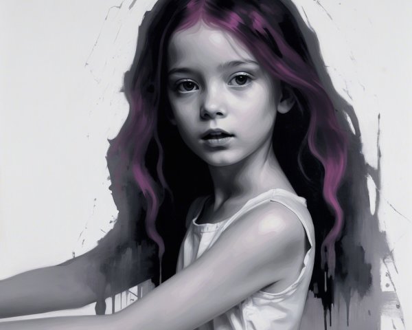 Monochromatic Portrait of a Young Girl with Textures