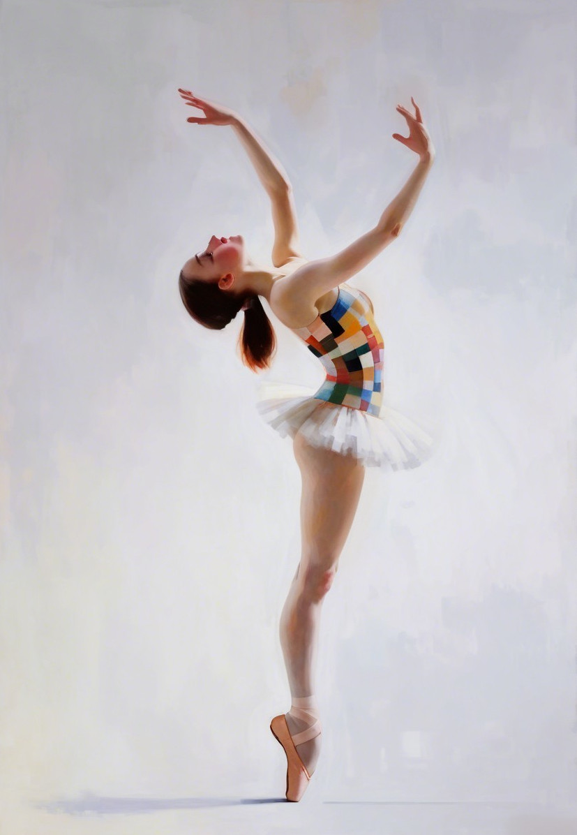 Ballet Dancer in Elegant Pose with Colorful Tutu