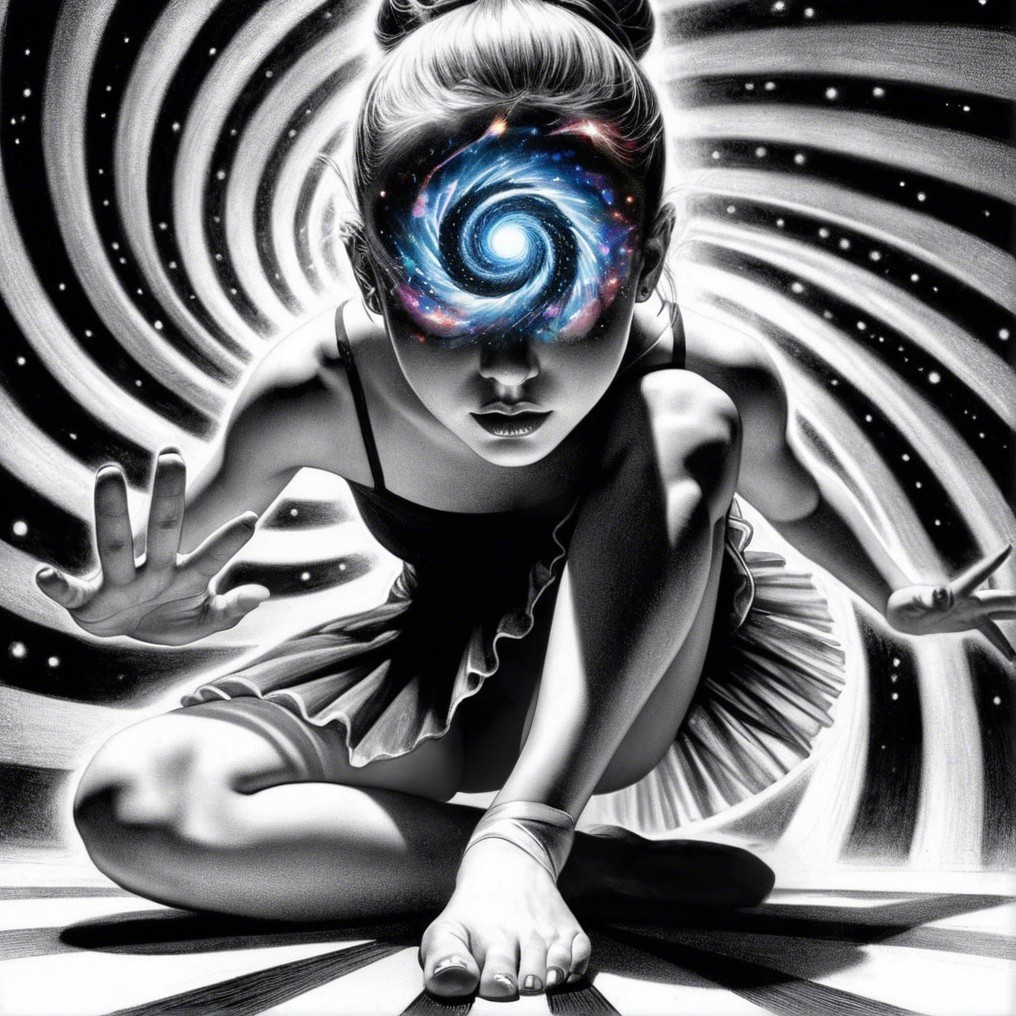 Dancer Emerging from a Black and White Vortex