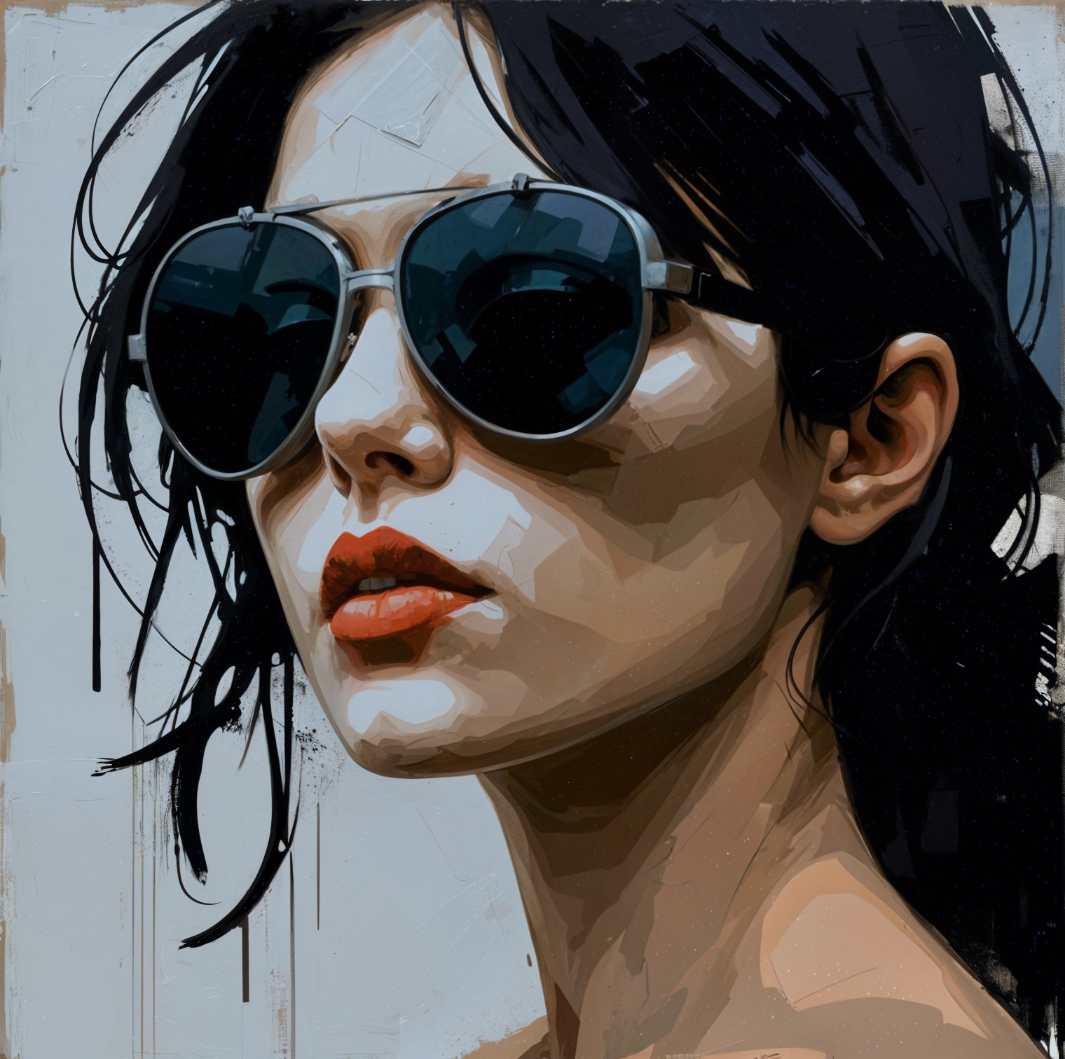 Abstract Portrait of Woman with Bold Features