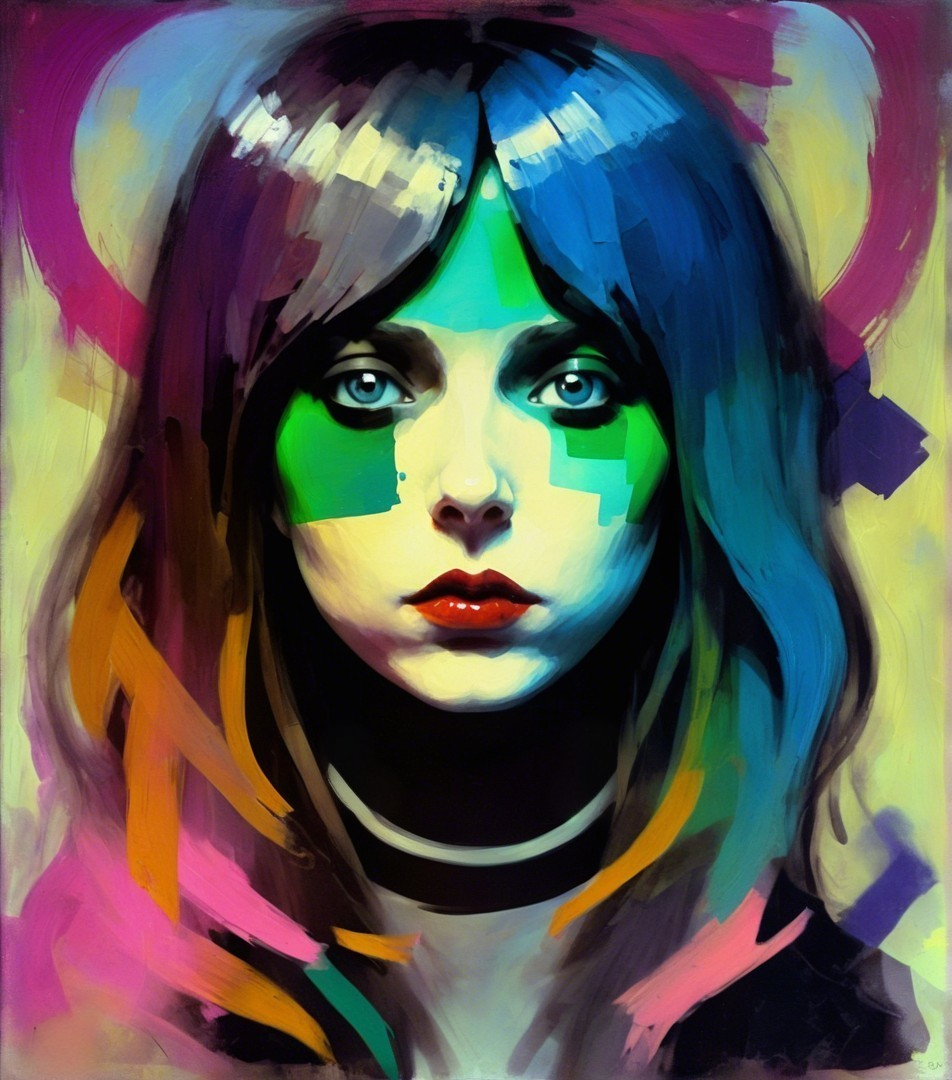 Portrait of a Young Woman with Abstract Brushstrokes