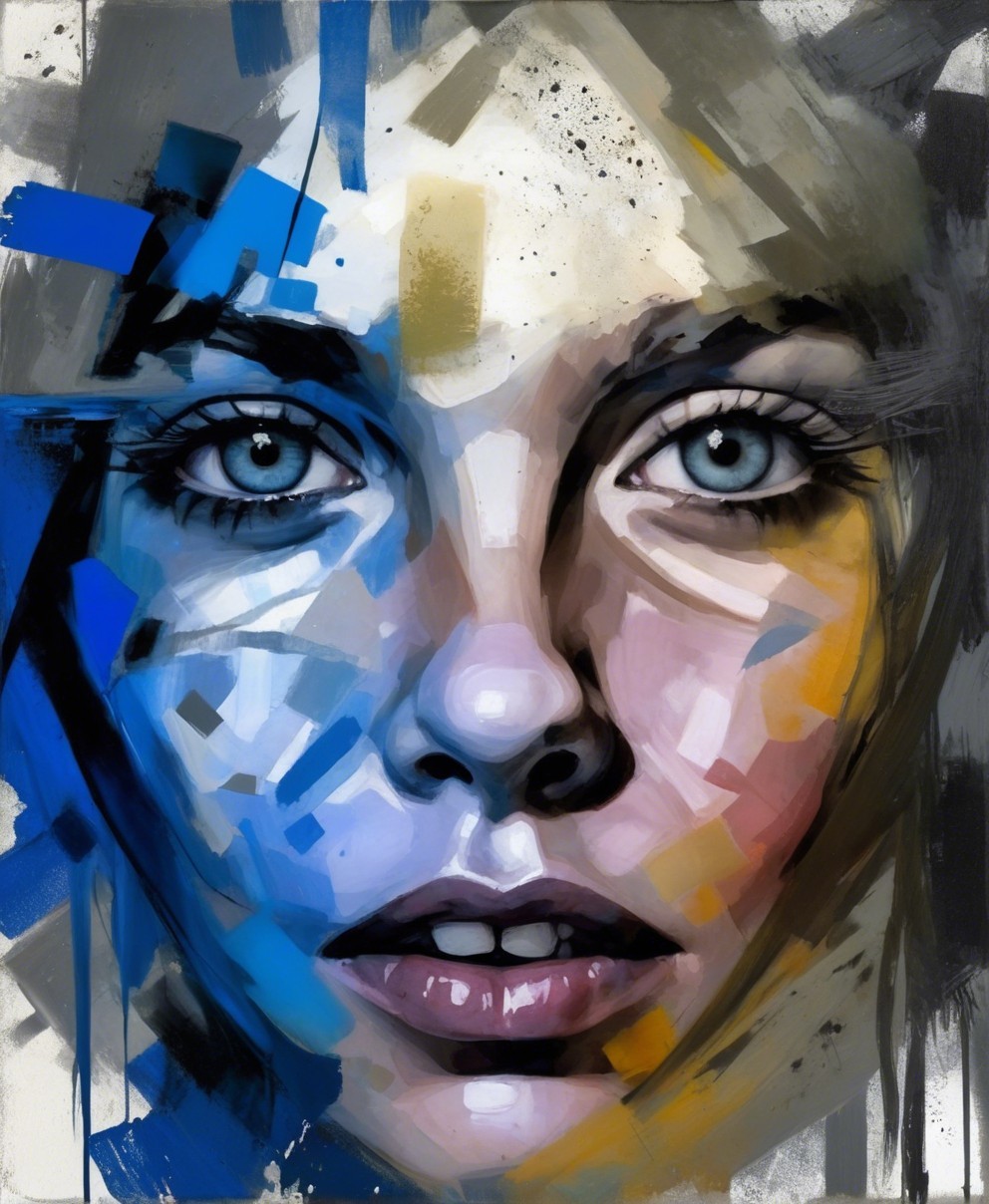 Vivid Portrait of a Woman with Abstract Elements