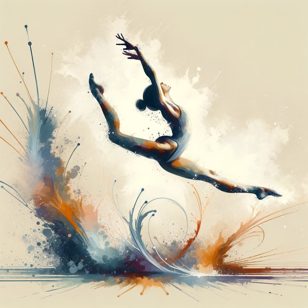Dancer portrayed with watercolor splashes symbolizing motion
