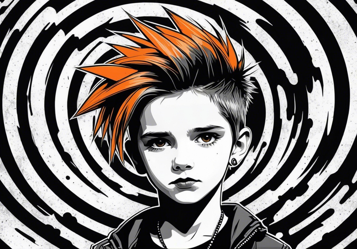 Punk Rock Child Portrait in Comic Book Style