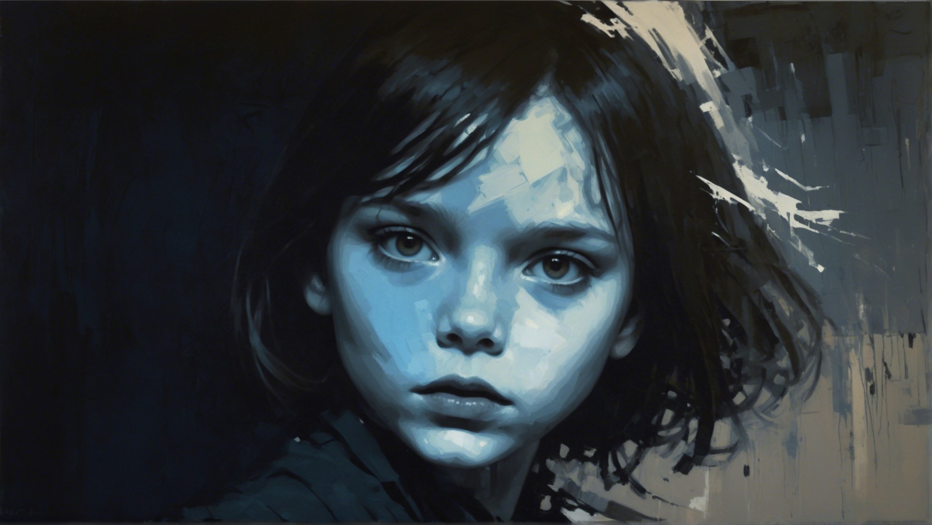 Ringed planet rising over mountainous terrain in sci-fi landscape