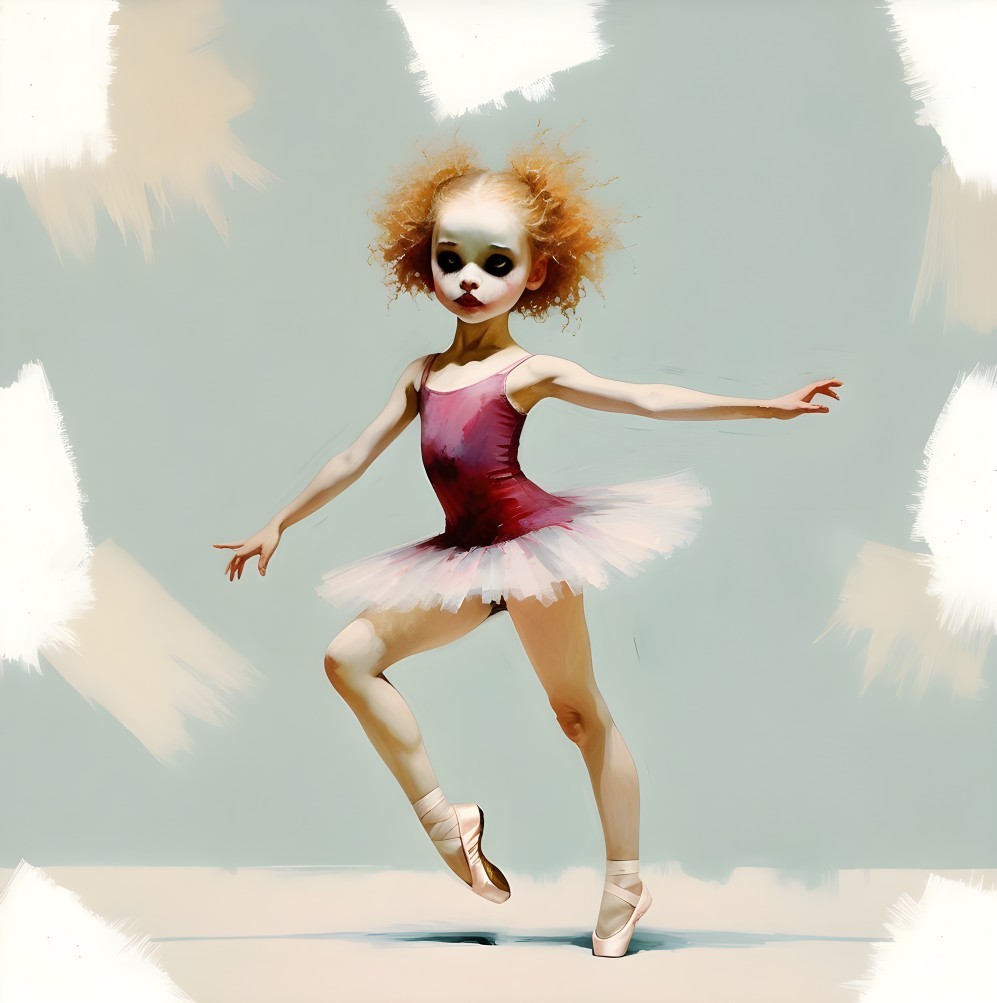 Young Ballerina in Pink Tutu on Stage