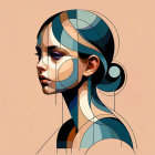 Stylized Portrait of a Female Figure with Bold Colors