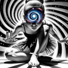 Dancer Emerging from a Black and White Vortex