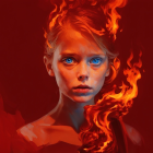 Portrait of a Young Woman with Blue Eyes and Red Hair