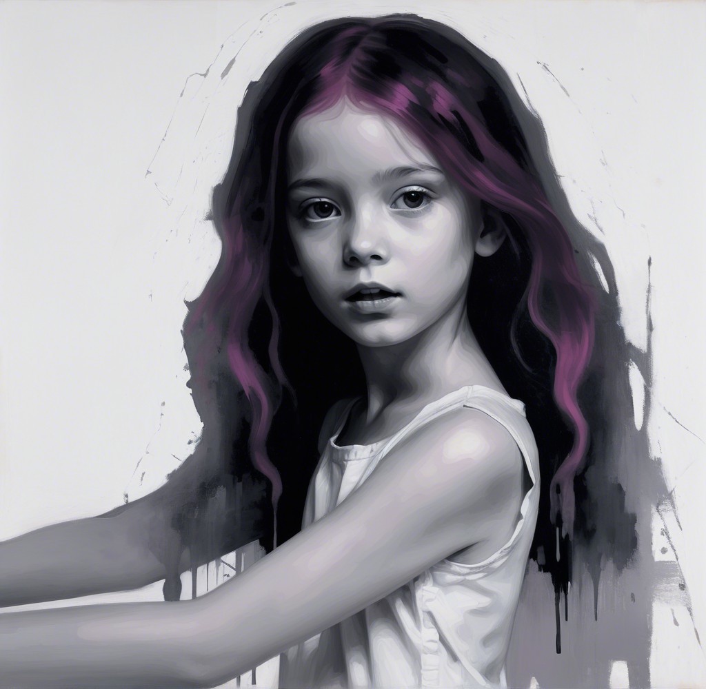 Monochromatic Portrait of a Young Girl with Textures