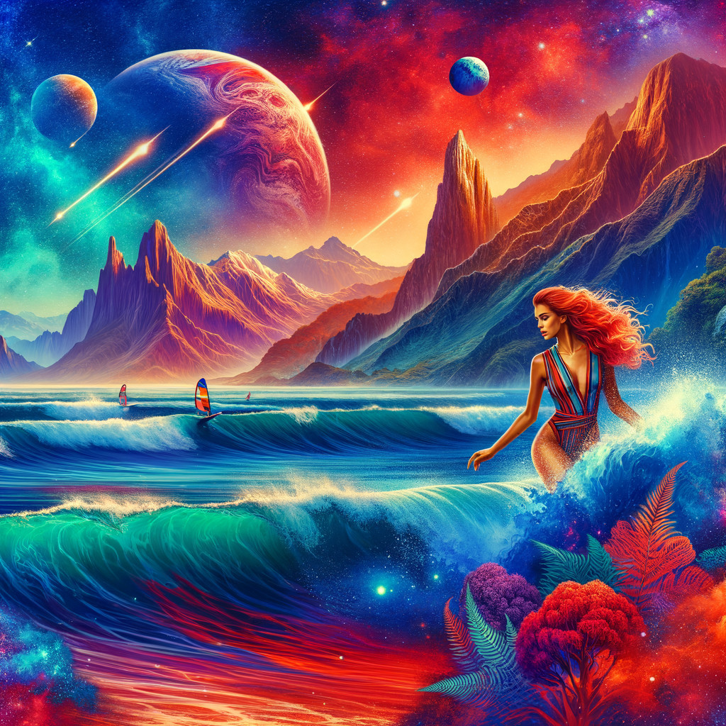 Cosmic Landscape with Ocean and Surreal Elements