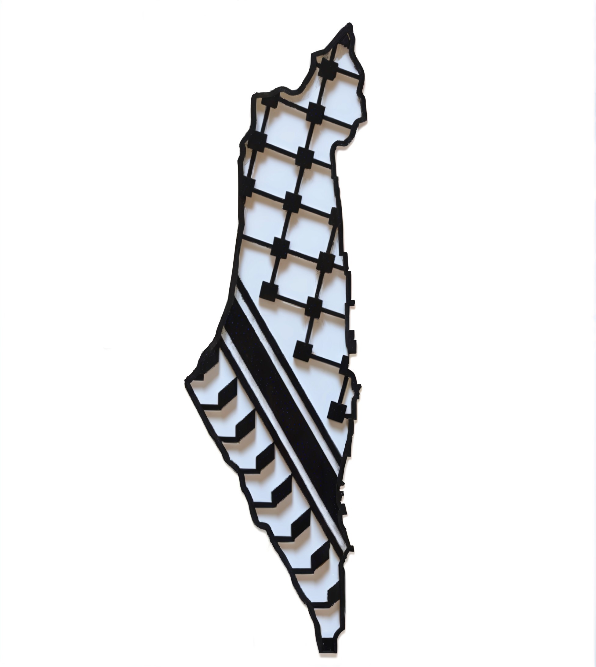 Stylized Black and White Geographic Map Outline
