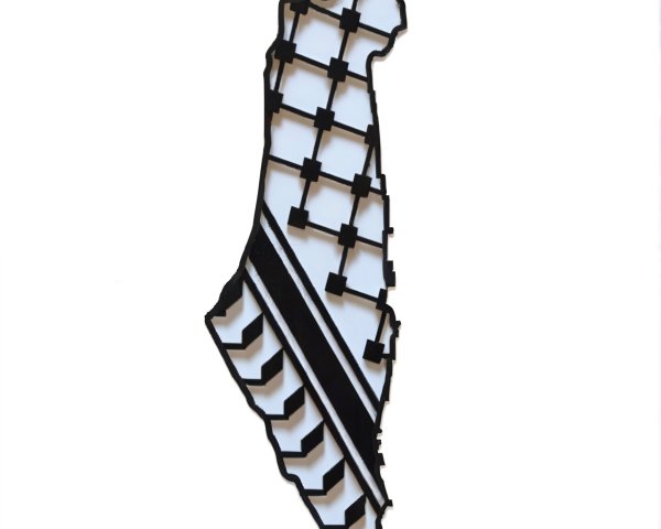 Stylized Black and White Geographic Map Outline